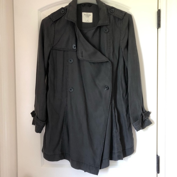 A&F Long Gray Trench Coat Size S - Picture 2 of 7